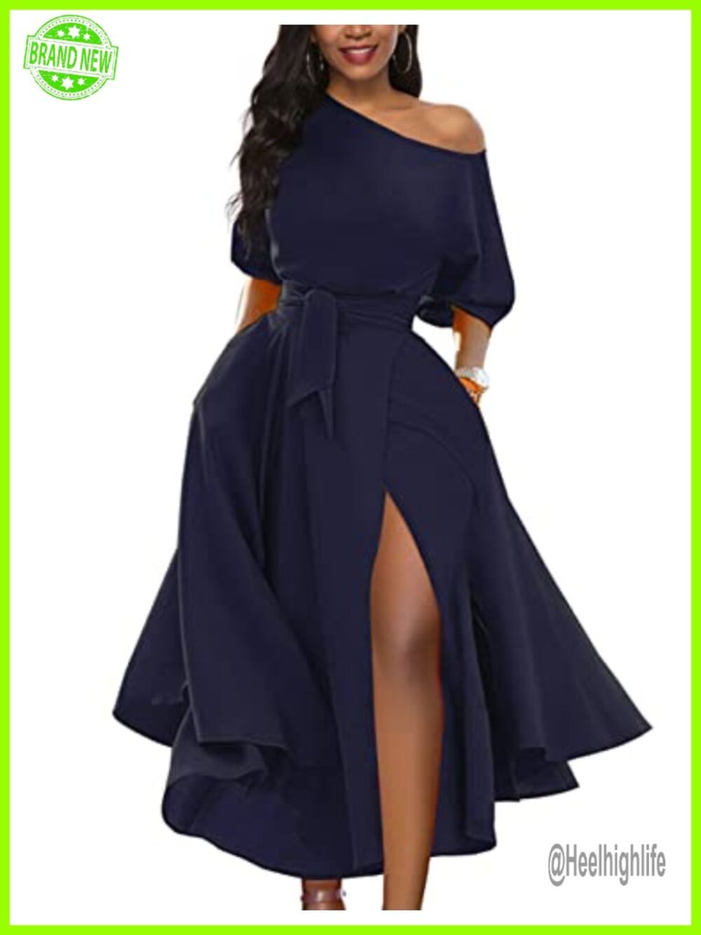 Off Shoulder Short Sleeve Cocktail Swing Dress Midi
